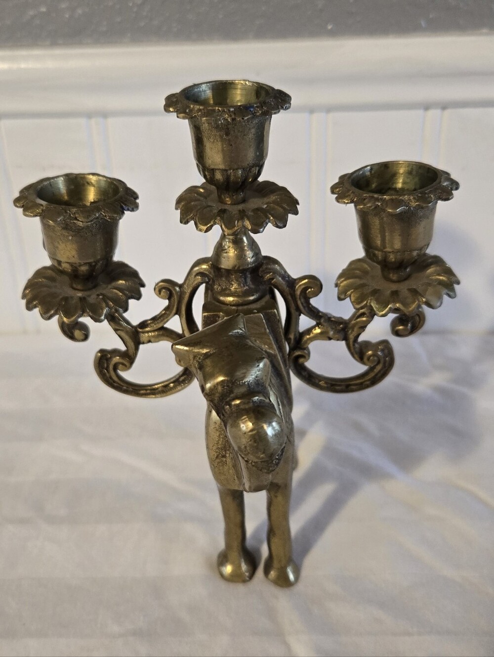 Vintage Brass Camel Trio Candle Holder